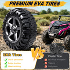 24V 4WD 2 Seater Ride on Toy for Kids 3-8, EVA Tires, Remote Control