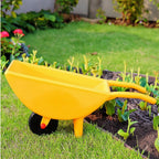 DYNWAVE Molded Toy Handcart for Kids with Single Wheel Push Cart Deep Basin Two Support Legs Easy Grip Handles Balance and Coordination Development Suitable for Backyard Sandbox Playroom, Red