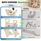 BlueWood Pikler Triangle Set with Cushion, Wooden Climbing Toys for Toddler
