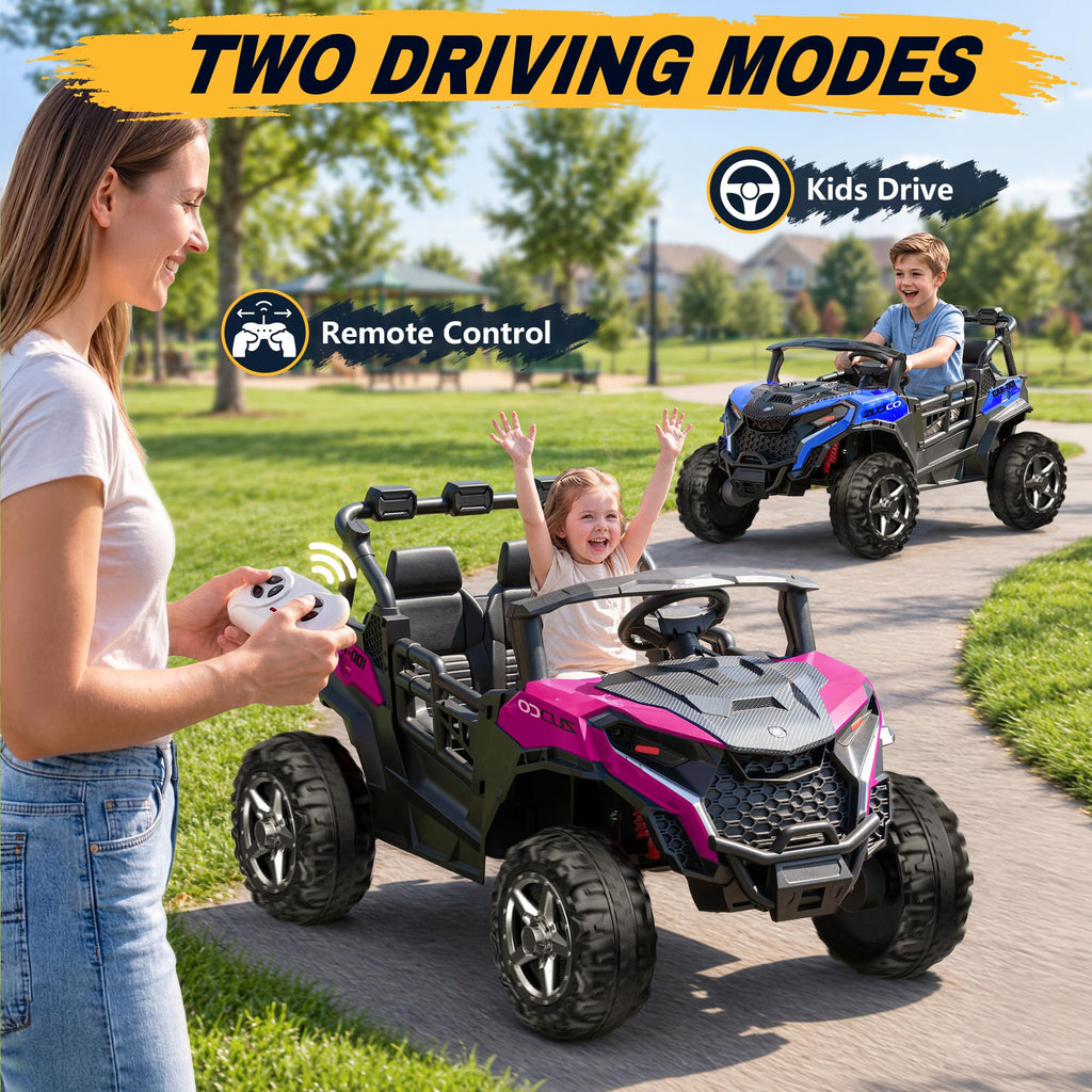 24V 4WD 2 Seater Ride on Toy for Kids 3-8, EVA Tires, Remote Control