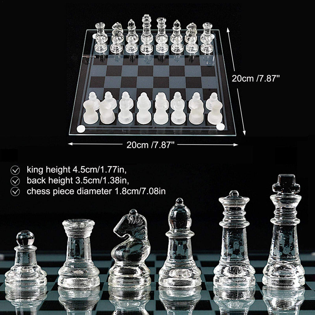 Handcrafted Chess Pieces - Portable Travel Sets - Bonus Glass Checkers Pieces - Educational Board Game Toy with 4 Damping Pads 3 Siz