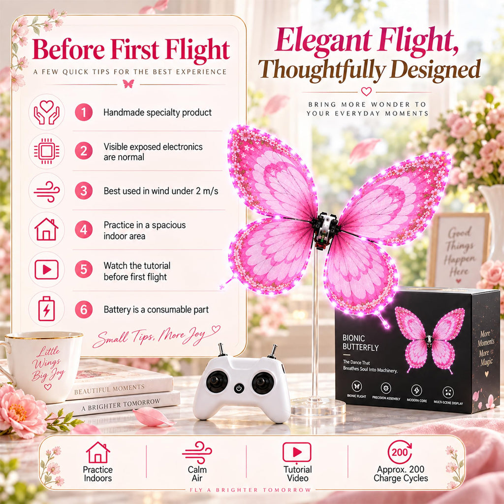 Bionic Flying Butterfly for Weddings, RC Flapping Wing Butterfly Toy with LED Lights, Realistic Display Prop for Wedding Events, Concerts, Parties and Hobby Collectors (B09)