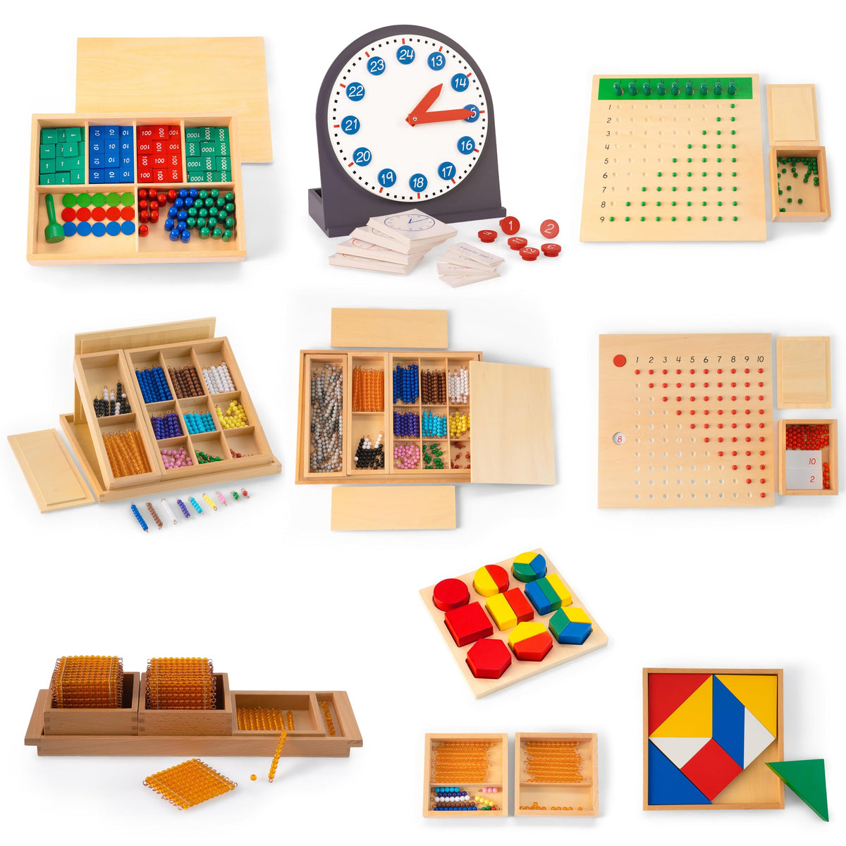 Advanced Montessori Sensory Toys, Montessori Sensorial Kit 2 with Knobless Cylinders & Trinomial Cube, 12 Premium Beechwood Educational Toys for Kids 3-8, Homeschool Preschool Learning Materials