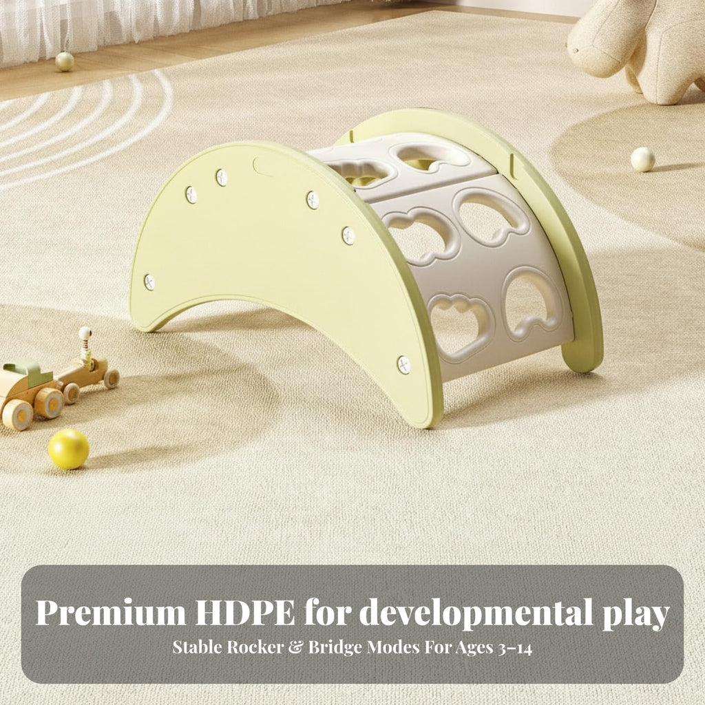 Compact ClimbingArch | Child-Friendly, Rocking Arch, Curved, Toy, for Playroom, Young Children, Kids, Yelloe