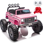 24V Ride on Licensed Chevrolet Monster Truck w/4X200W Motors（4WD）, Remote Control, Decoration Streamer, 24 Volt Ride on Toys Power Big Wheels for Big Kids, Pink