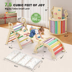 BlueWood Pikler Triangle Set with Cushion, Wooden Climbing Toys for Toddler
