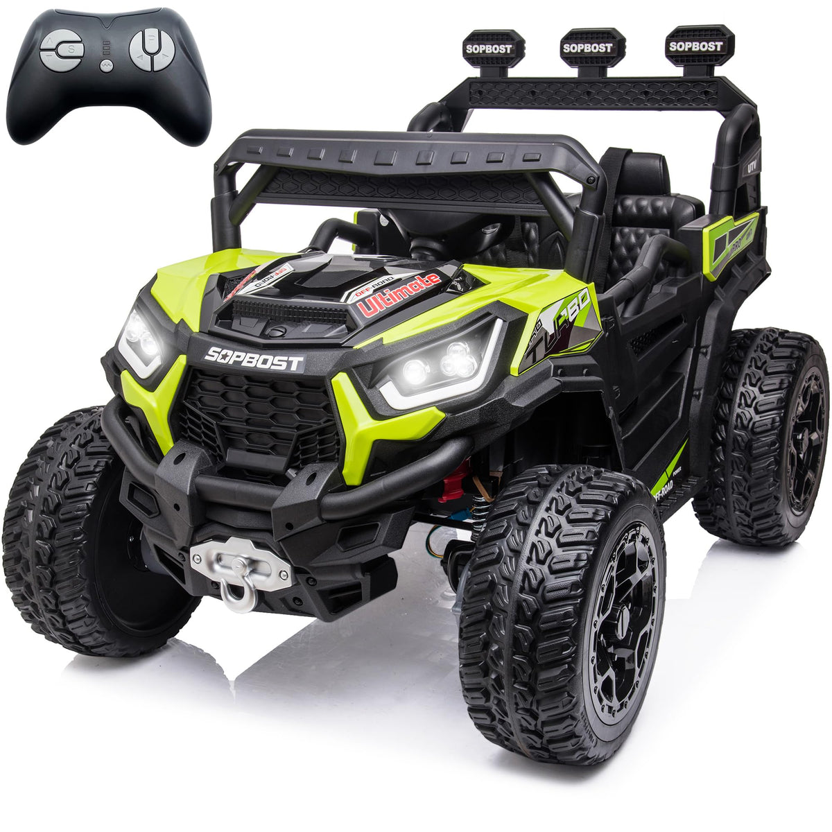 24V Kids Ride On UTV with Remote Control, 2WD/4WD Switchable, Green