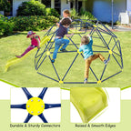 Costzon Kids Climbing Dome with Extended Wavy Slide, 13.3FT Kids Jungle Gym Monkey Bar for Outdoor, Indoor Geometric Dome Climber Playground, Climbing Toys for 3-10 Boys Girls Backyard Gift