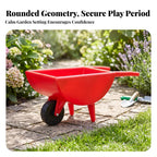 Children Push Cart Single Wheel Toy for with Long Handles Deep Tub Sturdy Construction Suitable for Preschool Outdoor Garden Play, Yellow