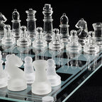 Crystal Glass Chess Portable Travel Chess Frosted Clear Chess Pieces Luxury Classic Interactive Game Educational Toy Gift Board Set (Size : Large)