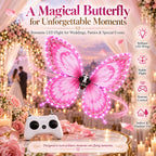 Bionic Flying Butterfly for Weddings, RC Flapping Wing Butterfly Toy with LED Lights, Realistic Display Prop for Wedding Events, Concerts, Parties and Hobby Collectors (B09)