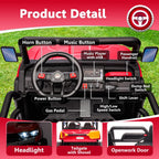 24V Ride on Toys for Kids 4-8, 2 Seater Electric Car with Dump Bed, Red
