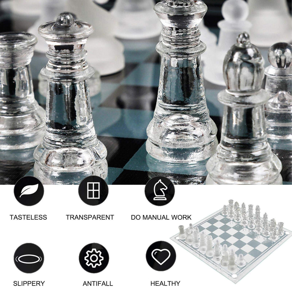 Handcrafted Chess Pieces - Portable Travel Sets - Bonus Glass Checkers Pieces - Educational Board Game Toy with 4 Damping Pads 3 Siz
