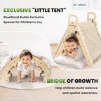 BlueWood Pikler Triangle Set with Cushion, Wooden Climbing Toys for Toddler