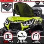 24V Kids Ride On UTV with Remote Control, 2WD/4WD Switchable, Green