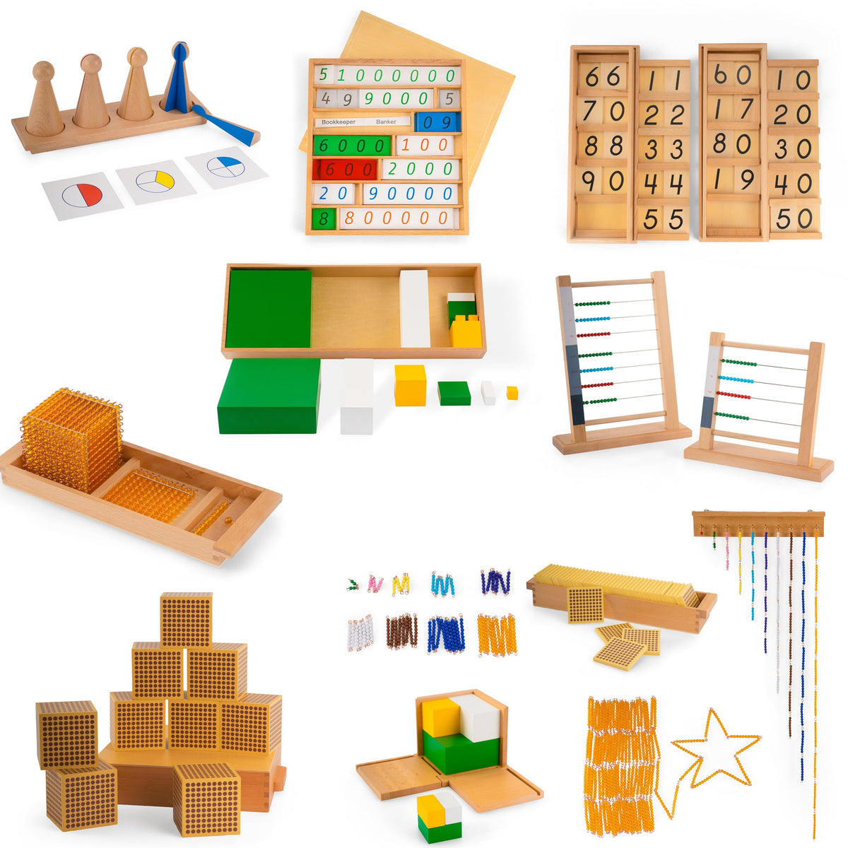 Advanced Montessori Sensory Toys, Montessori Sensorial Kit 2 with Knobless Cylinders & Trinomial Cube, 12 Premium Beechwood Educational Toys for Kids 3-8, Homeschool Preschool Learning Materials
