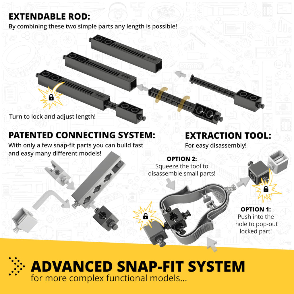 Engino: Discovering STEM - Robotics: Mini ERP 2.0-8 Robot Models, Toy Brick Building Set, Motorized, Snap-Fit, Coding-Programing Experiments, Kid 9+