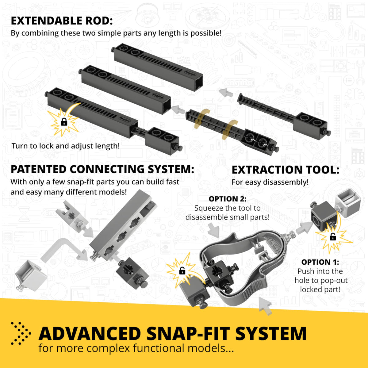 Engino: Discovering STEM - Robotics: Mini ERP 2.0-8 Robot Models, Toy Brick Building Set, Motorized, Snap-Fit, Coding-Programing Experiments, Kid 9+