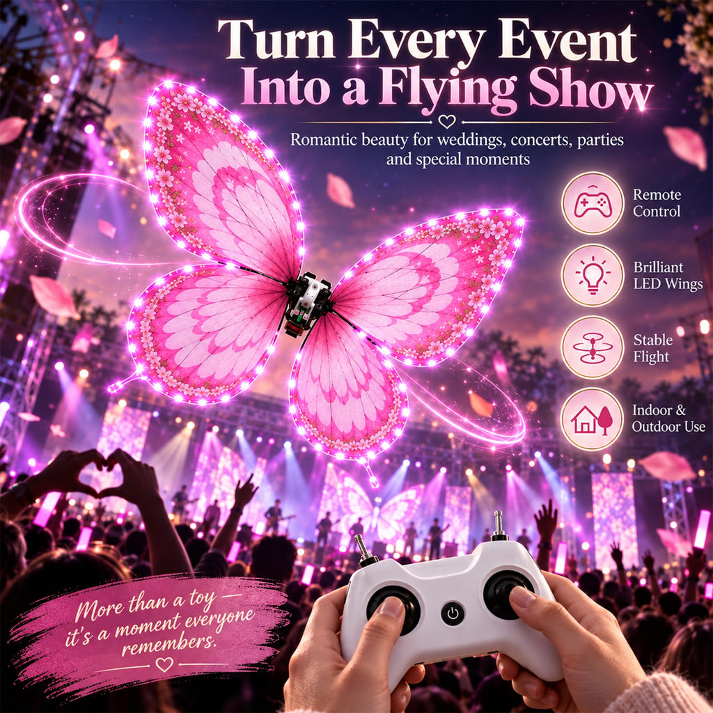 Bionic Flying Butterfly for Weddings, RC Flapping Wing Butterfly Toy with LED Lights, Realistic Display Prop for Wedding Events, Concerts, Parties and Hobby Collectors (B09)