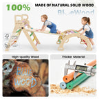 BlueWood Pikler Triangle Set with Cushion, Wooden Climbing Toys for Toddler