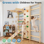 BlueWood 9-in-1 Swedish Ladder Rock Climbing Wall for Kids, Rainbow