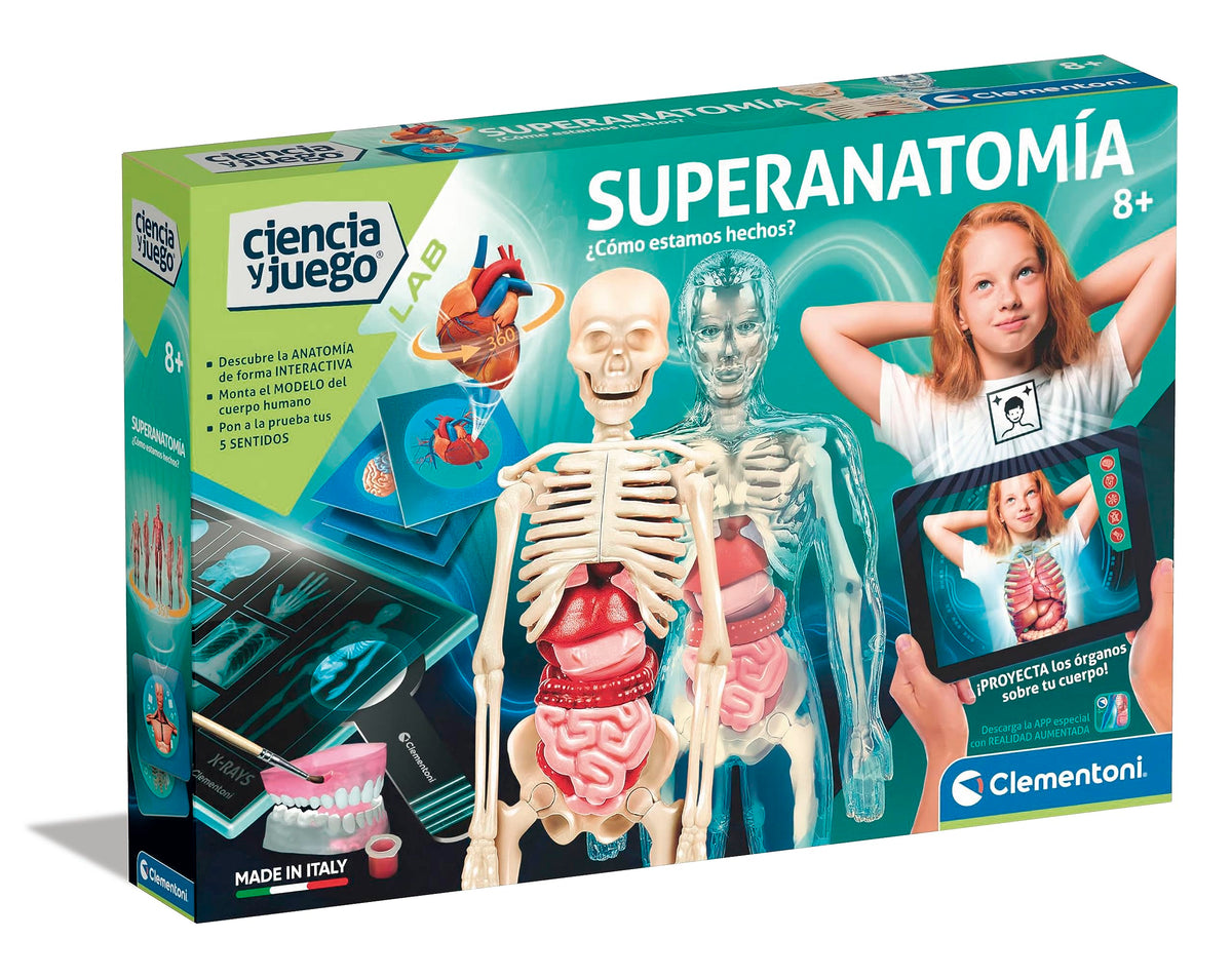 Clementoni Superanatomy - Scientific Anatomy Toy with Dedicated App and Augmented Reality, Discovering the Human Body, Ages 8+, Toy in Spanish (55509)