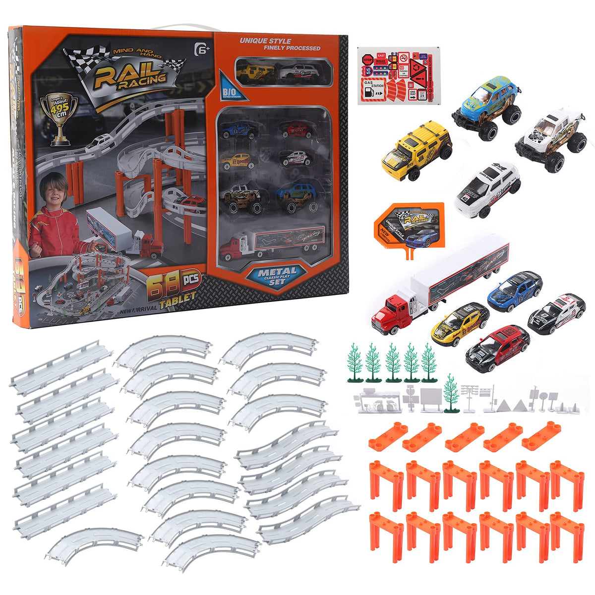 Assembly Track Toy Set with 9 Cars for Kids (CM557-50 Racing car)