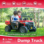 24V Ride on Toys for Kids 4-8, 2 Seater Electric Car with Dump Bed, Red