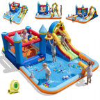 BOUNTECH Inflatable Bounce House Water Slide, Water Bounce House Jump Castle for Kids 3-12 Indoor, Splash Pool, Basketball Hoop, Backyard Fun Water Toys, Blow Up Bouncy Castle with Blower for Outdoor
