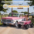 24V Ride on Licensed Chevrolet Monster Truck w/4X200W Motors（4WD）, Remote Control, Decoration Streamer, 24 Volt Ride on Toys Power Big Wheels for Big Kids, Pink