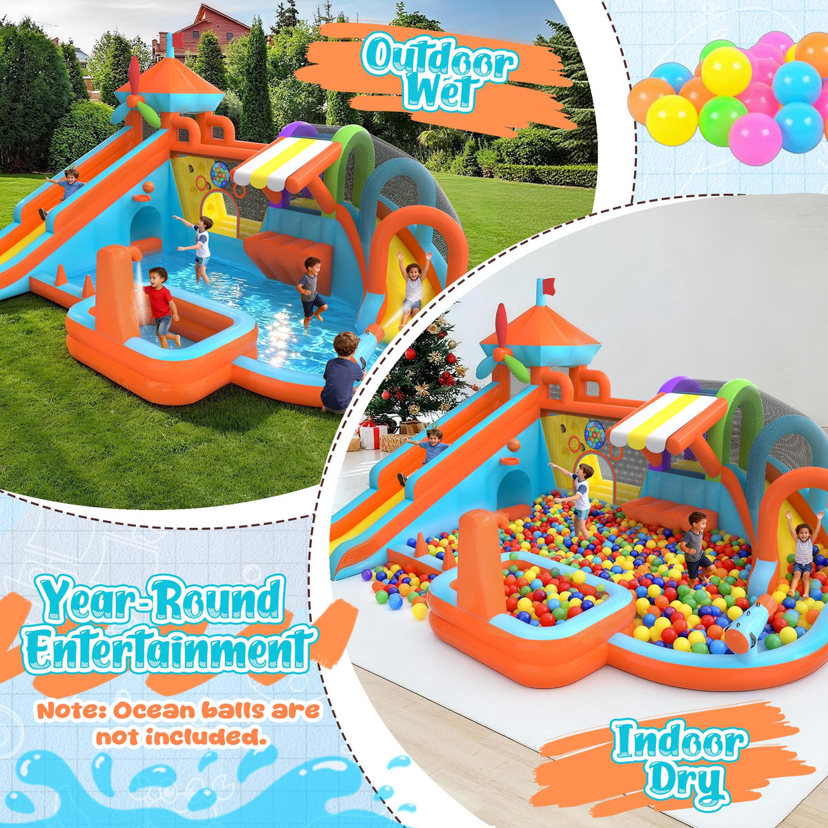 12 in 1 Double Water Slide Bounce House for Big Kids