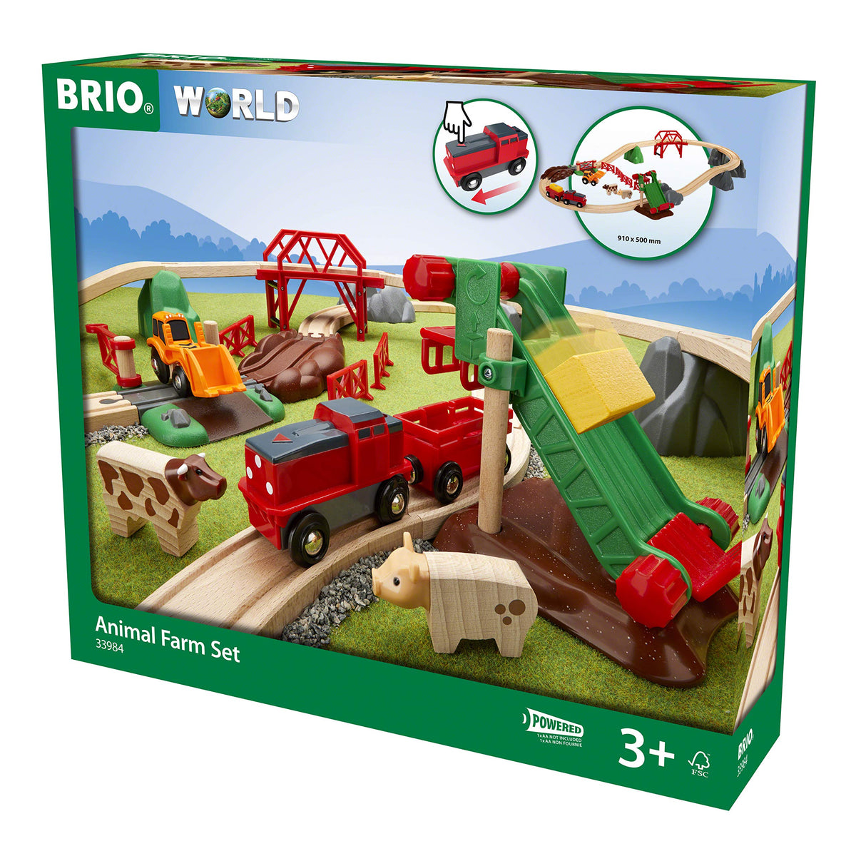 BRIO 33984 Animal Farm Train Set and 33402 Expansion Pack Intermediate - Wooden Toy Train Sets for Kids | Motor Skill Development | FSC-Certified